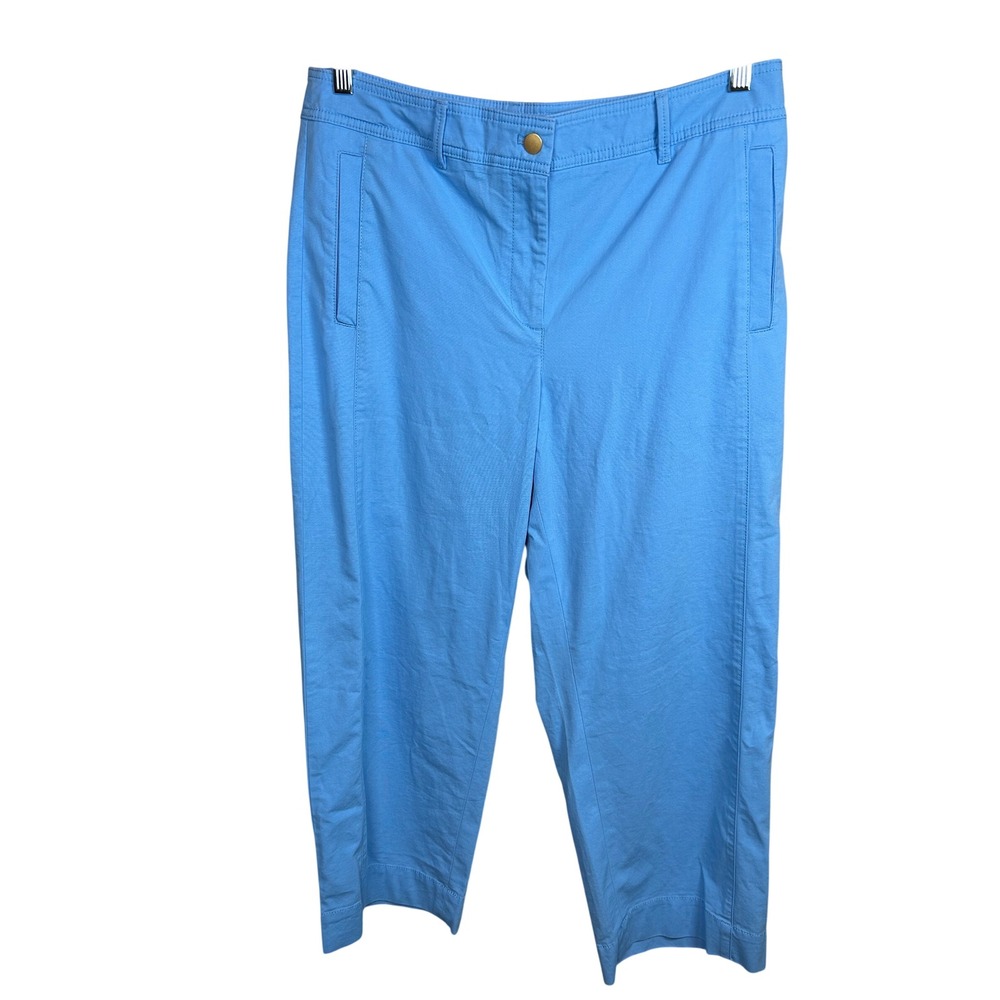 NEW Talbots Crop Pants Women's 12 Blue Stretch Cotton Blend Chino Capris